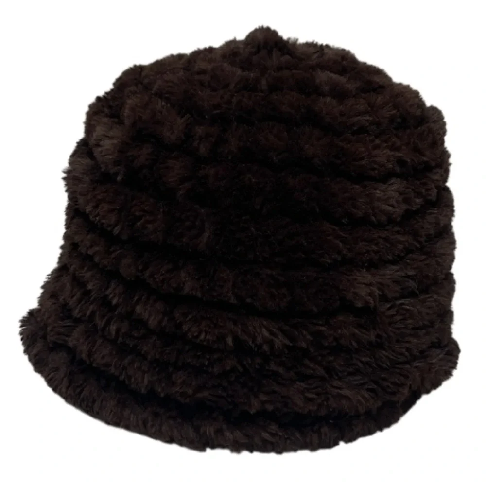 Vintage Fur Hat Calvin Klein Textured Knit Womens Winter Hat Lux Chocolate Brown - Picture 10 of 13